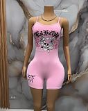 Printed Letter Tiger Pattern One-piece Shorts Romper QYU-760