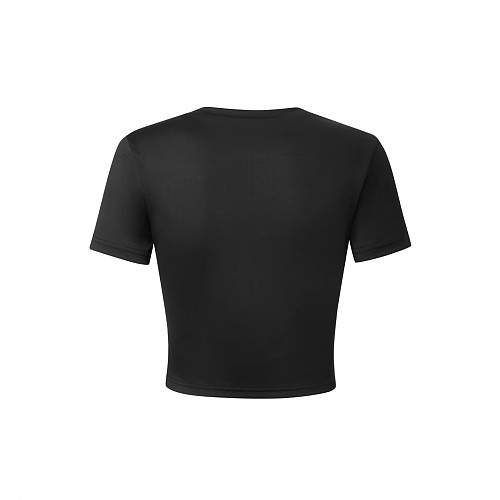 Black Short-sleeved Girl Ed Hardy Crop Top RS-ZB117158B
