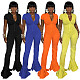 Tight Short Sleeved Flared Pants Solid One-piece Jumpsuit YF-11042