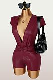 Sexy Slim-Fit Low-Cut Short-Sleeve Romper XS-26L2485