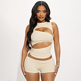 Sexy Solid-Color Designer-Style Mini Skirt Set Waist-Defining and Slimming RS-26ST068