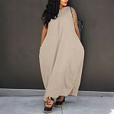 Fashionable Cape-Style Sleeveless Pocket Loose Dress HANI-61008