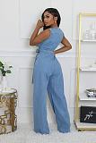 Stylish Washed Stretch Loose-Fit Straight-Leg Denim Jumpsuit OXMJ-8768