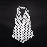 Summer Polka-Dot Print Halter-Neck Cowl-Drape Backless Romper RS-26RP106