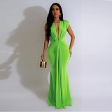 Sexy Deep V-Neck Waist-Cinching Slim-Fit Evening Gown PMR-TW886
