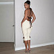 Halter Backless Flared Trouser Leg Knee Length Pants Romper RS-C26JP028