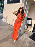 Sexy V-Neck Sleeveless Slim-Fit Crop Top & Pants Two-Piece Set QZ-9120