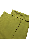 Casual Solid-Color Two-Piece Set Sleeveless V-Neck Top & Drawstring Wide-Leg Pants With Pockets HANI-TY035
