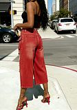 Casual Distressed Faded and Ripped Wide-Leg Cropped Jeans With Frayed Hems RS-LD2834