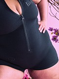 Summer Short-Sleeve Zip-Front Fitted Yoga Jumpsuit XS-26L2530