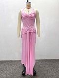New Style Mesh-Paneled Fishtail Gown Bodycon Dress With Flowing Ribbons QZ-7128