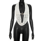 Sexy Lace Halter-Neck Backless Top & Shorts Two-Piece Set RS-26ST162