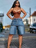 Casual High-Waisted Straight-Leg Denim Shorts —  Hot Girl  Streetwear Style RS-391569
