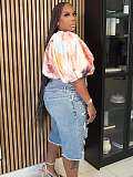 Stylish Double-Waistband Distressed Loose-Fit Wide-Leg Bermuda Shorts RS-YL2822