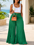 Solid-Color High-Waisted Loose-Fit Pleated Wide-Leg Trousers HANI-HN108