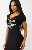 Stylish Placement-Print Dress MJL-XX108