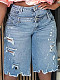 Stylish Double-Waistband Distressed Loose-Fit Wide-Leg Bermuda Shorts RS-YL2822