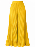 Solid-Color High-Waisted Loose-Fit Pleated Wide-Leg Trousers HANI-HN108