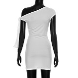 Sexy Letter-Print Off-Shoulder Slim-Fit Mini Dress