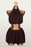 Sexy Solid-Color Sleeveless Top & Stretchy Tulip Mini Skirt Set XS-26L2248