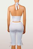 Sexy V-Neck Halter Crop Top and Three-Quarter Pants Set XS-25L1878