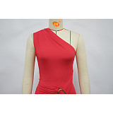 Sexy Backless One-Shoulder Slim-Fit Gown With Metal Embellishments YF-985