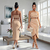 2026 Strap Wrap Crop Top Irregular Skirt Two Pieces CYA-902340