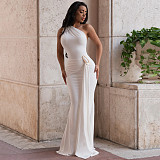 Sexy Backless One-Shoulder Slim-Fit Gown With Metal Embellishments YF-985