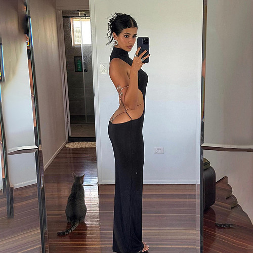 Sexy Backless Dress with Butterfly Knot Straps QD-1094
