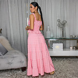 Sexy Bandeau Sleeveless Top Loose Maxi Skirt Girl Lovely Two Pieces CYA-902327