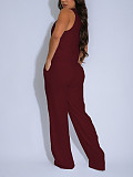 Casual Two-Piece Set Sleeveless V-Neck Tie-Front Top & Drawstring Wide-Leg Pants HANI-YM030