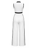 Casual Color-Block Sleeveless Crop Top & Side-Stripe Wide-Leg Pants Two-Piece Set HANI-MC020