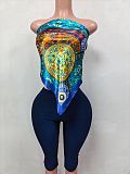 Print Tube Top Slim Tight Knee Length Shorts Set LCYM-202619