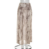 Sexy & Stylish Printed Bodysuit and Side-Slit Maxi Skirt Set
