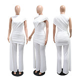 Summer Round Neck Single Shoulder Pleated Frill Wrap Hip One-piece Jumpsuit CYA-902357