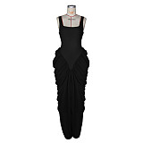 Sleeveless U-neck Pleated Dress TikTok Evening Gown For Women RS-G0781