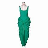 Sleeveless U-neck Pleated Dress TikTok Evening Gown For Women RS-G0781