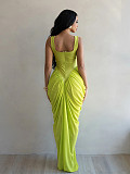 Sleeveless U-neck Pleated Dress TikTok Evening Gown For Women RS-G0781