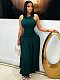 Striped Vest Pleated Skirt Slim Cincher Waist Maxi Dress RS-G0780
