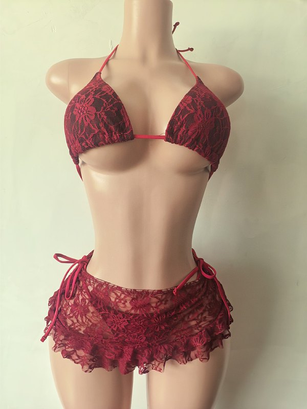 Sexy Lace Halter Underwear Three-piece Set LCYM-202620