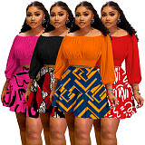 Large Size Pleated Long-Sleeved Top Fluffy Shorts Casual Two-Piece Suit RS-8080