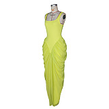 Sleeveless U-neck Pleated Dress TikTok Evening Gown For Women RS-G0781
