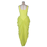 Sleeveless U-neck Pleated Dress TikTok Evening Gown For Women RS-G0781