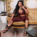 Halter Bikini Top Dot Crop Top Bra Knee Length Shorts Three-piece Set XYWL-J26ST079