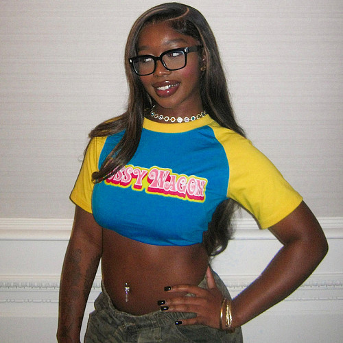 Round Neck Pullover Short Sleeved Crop Top T-shirt XYWL-K24TP474