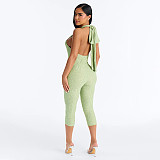 Elastic Waistband Backless Sleeveless Stretch One-piece Pants Romper XYWL-J26JP089