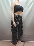 Ruffled Brushed Edge Straight Leg High Waist Women Jeans RS-A51101