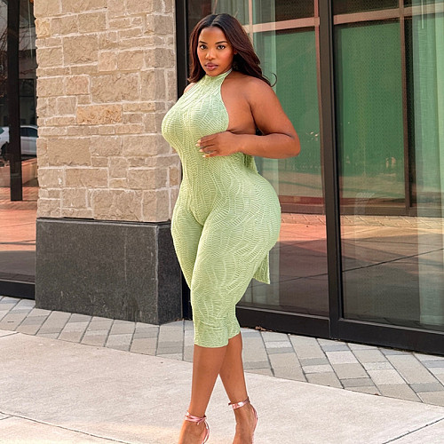 Elastic Waistband Backless Sleeveless Stretch One-piece Pants Romper XYWL-J26JP089