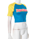 Round Neck Pullover Short Sleeved Crop Top T-shirt XYWL-K24TP474