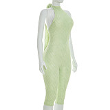 Elastic Waistband Backless Sleeveless Stretch One-piece Pants Romper XYWL-J26JP089